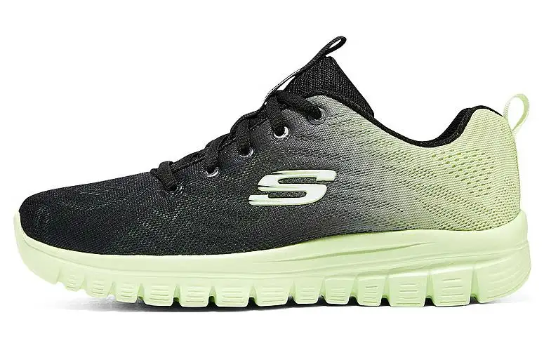Skechers Graceful Sugar Cube Fabric Cushioning, Wear Resistant Low top Casual Shoes Women's Black Green