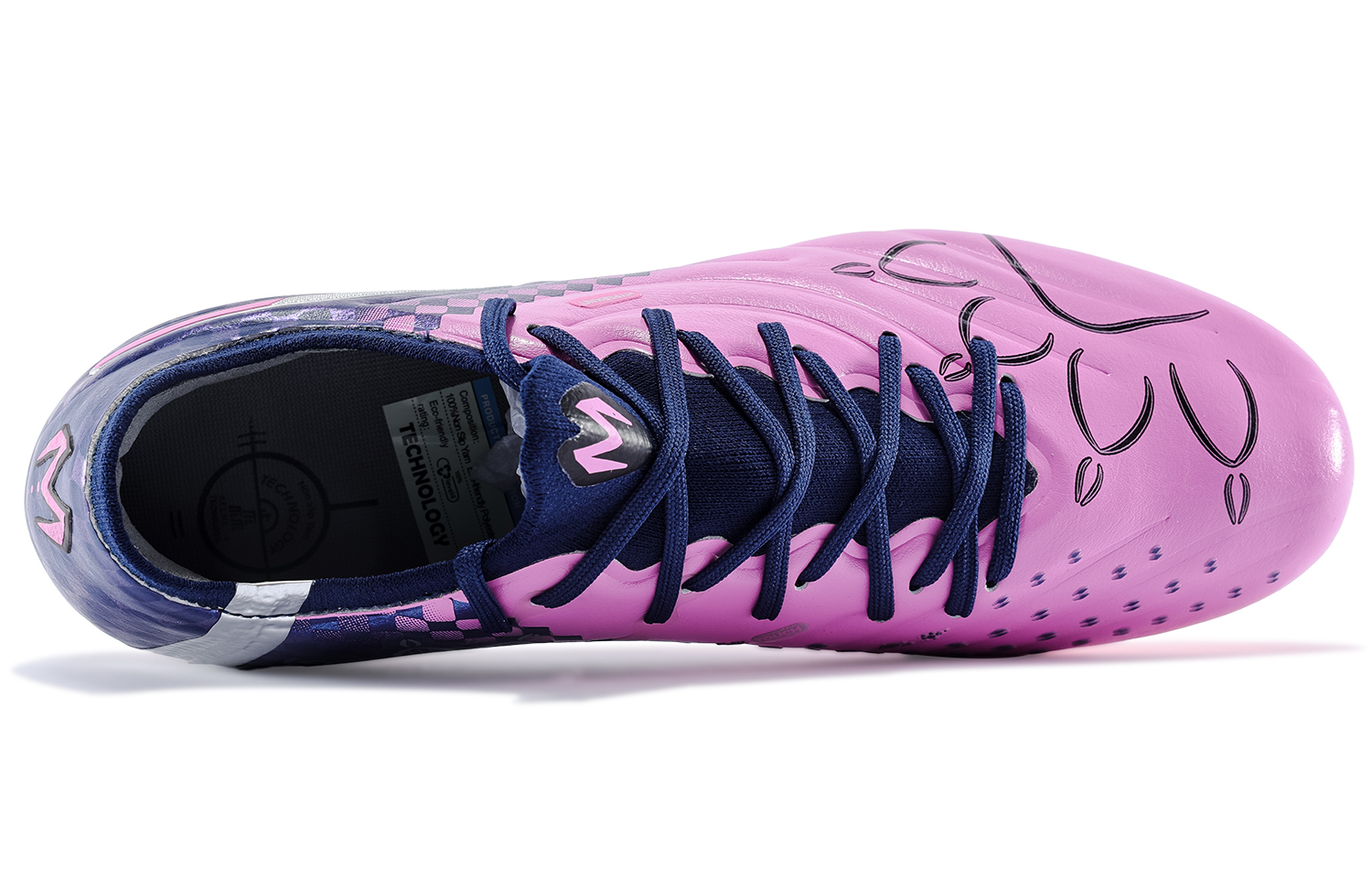 KELME Master 2.0 MG Multi Ground Cushioning Slip Resistant Breathable Soccer Shoes Unisex Dark Blue Neon Pink