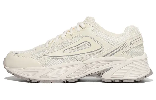 FILA Textile, Synthetic Leather Cushioning Abrasion Resistant Low top Casual Shoes Unisex Ecru Korean Style