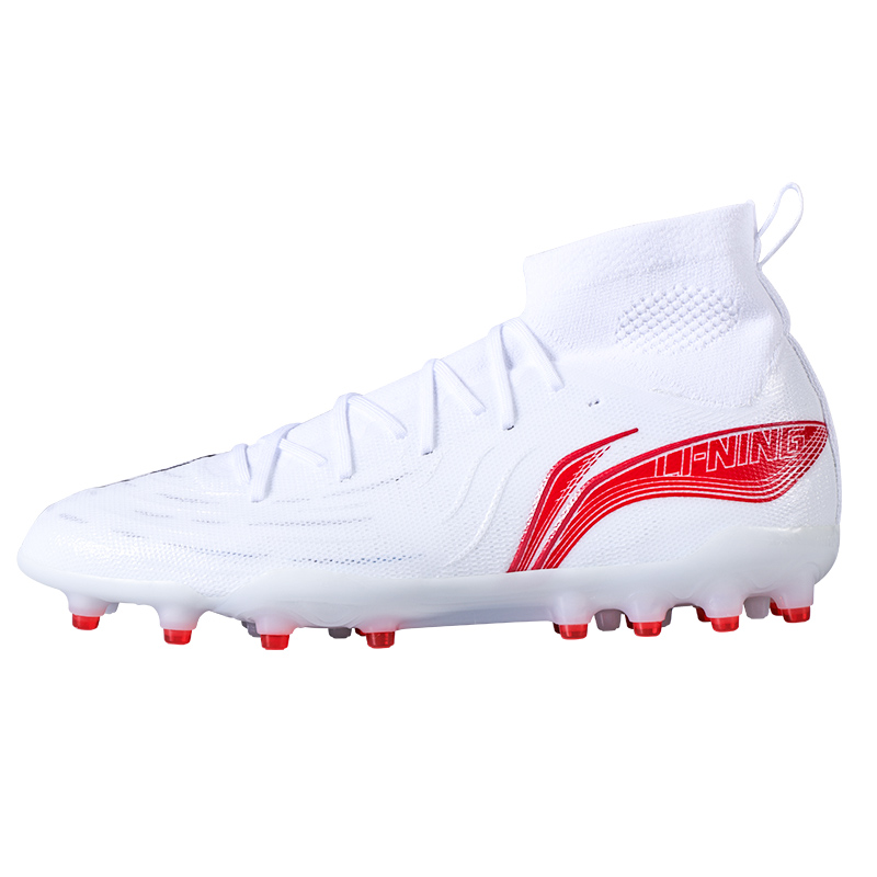Li Ning Artificial Turf Abrasion Resistant Breathable Soccer Shoes Men’s White Red