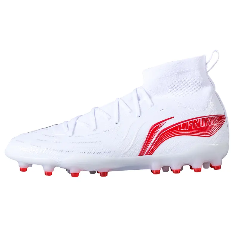 Li Ning Abrasion Resistant Breathable Soccer Shoes Men's White Red