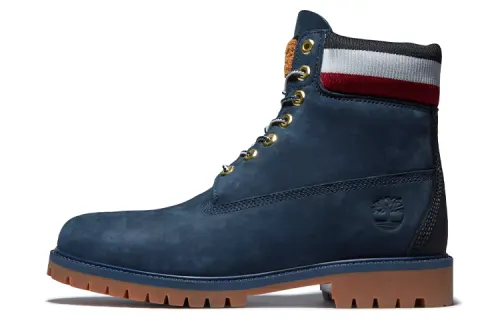 Timberland 6 Inch Heritage Cupsole Boots 'Navy Nubuck With Red'