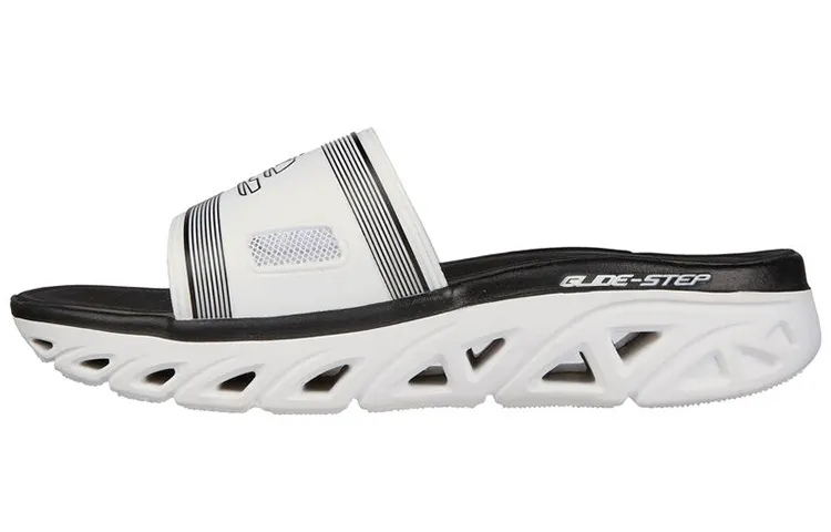 Skechers Glide Step Slide Slippers Men's Black/White