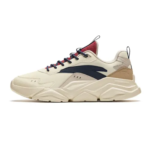 Anta Classic And Versatile Low top Casual Shoes Men's Beige Blue