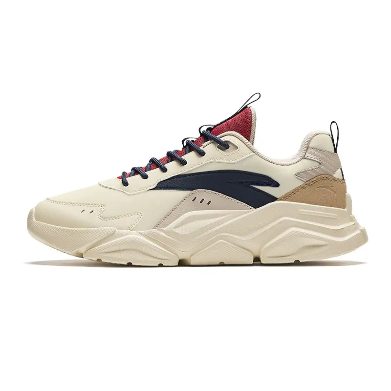 Anta Classic And Versatile Low top Casual Shoes Men's Beige Blue