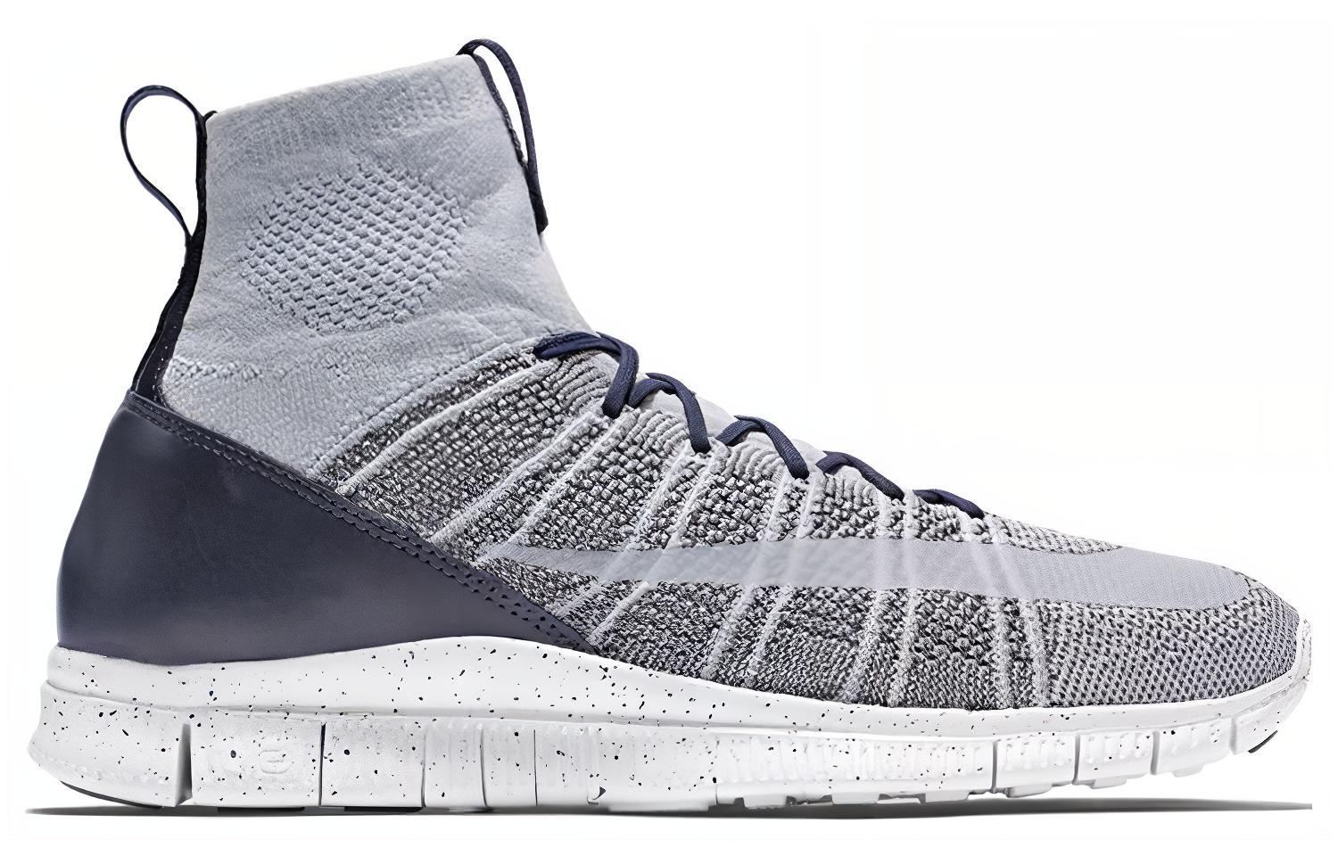 Мужские кроссовки Nike Free Flyknit Mercurial Superfly Pure Platinum (серо-белые) — 深灰色/白/狼灰 — фото 2