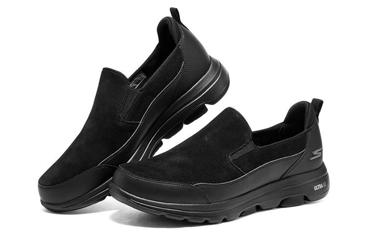 Skechers Go Walk 5 Synthetic Leather, Split Cow Leather Low top Casual Shoes Men’s All Black