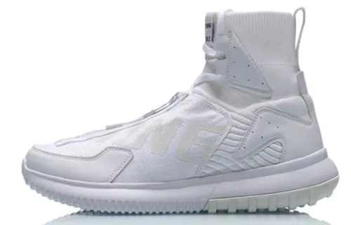 Li Ning CF Influential Non slip Lightweight High top Casual Shoes Men's Standard White