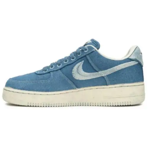 Stussy x Lookout & Wonderland x Nike Air Force 1 Hand Dyed Tokyo Casual versatile Shoes Absorbing and Wear-resistant Low-top Lifestyle casual shoes Men and women Blue