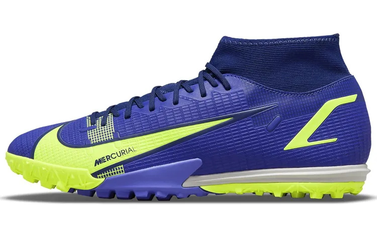 Nike Mercurial Superfly 8 Academy TF Turf High-Top Soccer Shoes Blue