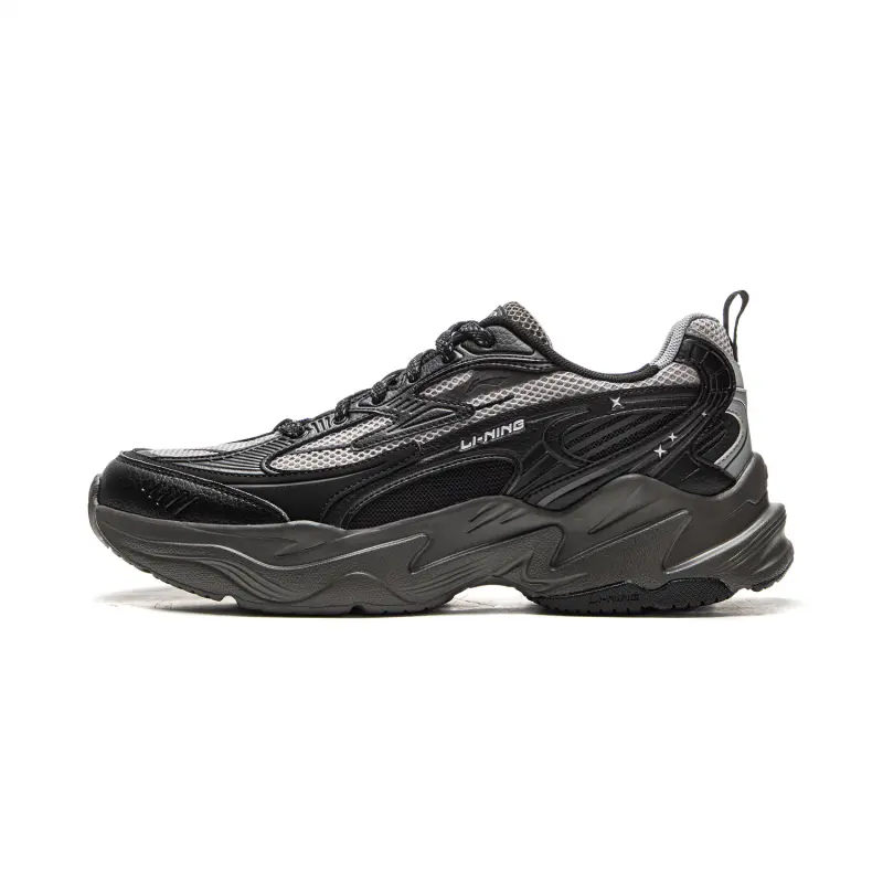 Li Ning Meteor Cushioning Slip Resistant Abrasion Resistant Support Rebound Low top Casual Shoes Men's Black