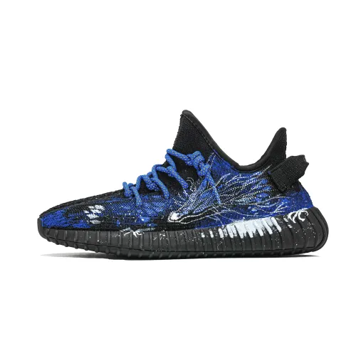 Adidas Originals Yeezy Boost 350 V2 Blue Dragon Breathable Low top Casual Shoes Unisex Black Blue White