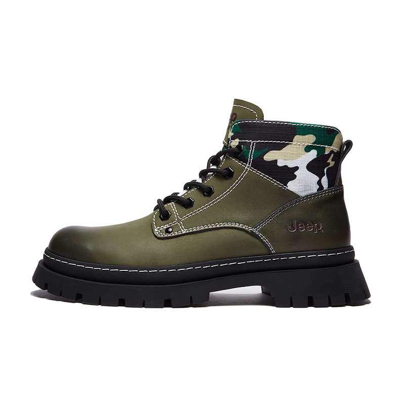 Jeep Microfiber Leather Short Combat Boots Men's Grass Green