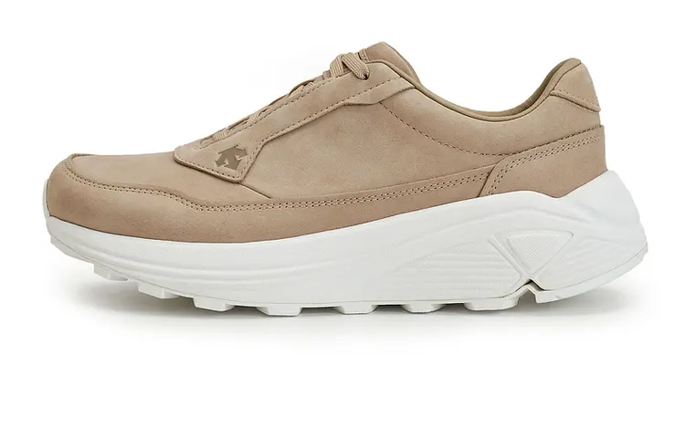 DESCENTE Sport Style Leather Slip Resistant Abrasion Resistant Low top Casual Shoes Women's Brown