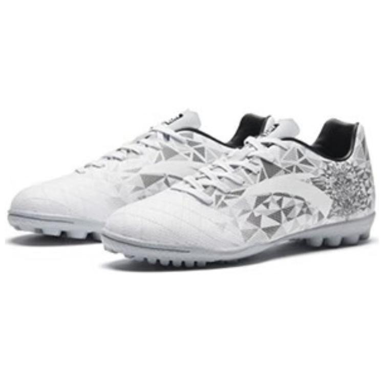 Anta TF Turf Artificial Turf Slip Resistant Abrasion Resistant Soccer Shoes Men’s White Gray