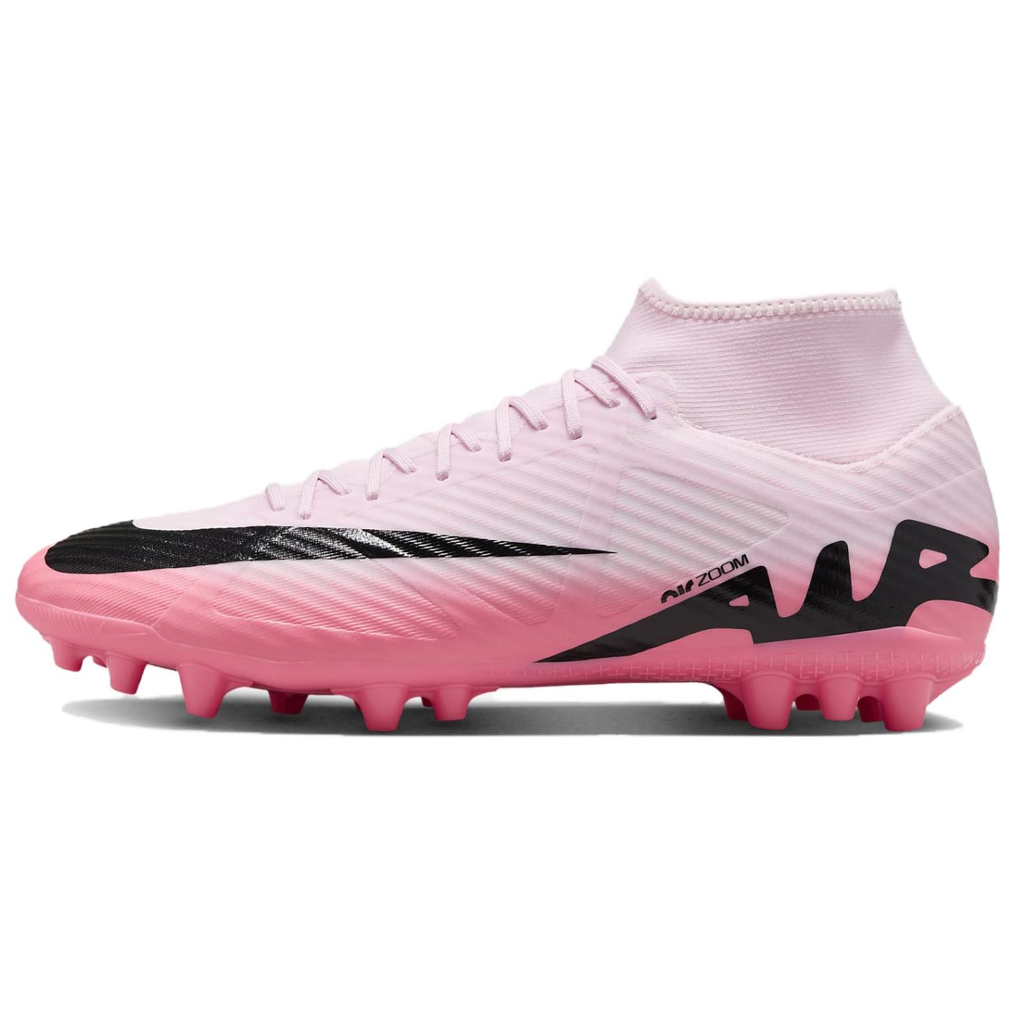 Nike Mercurial Superfly 9 comfortable AG (glue spikes) artificial grass fabric rubber football shoes men's pink and black
