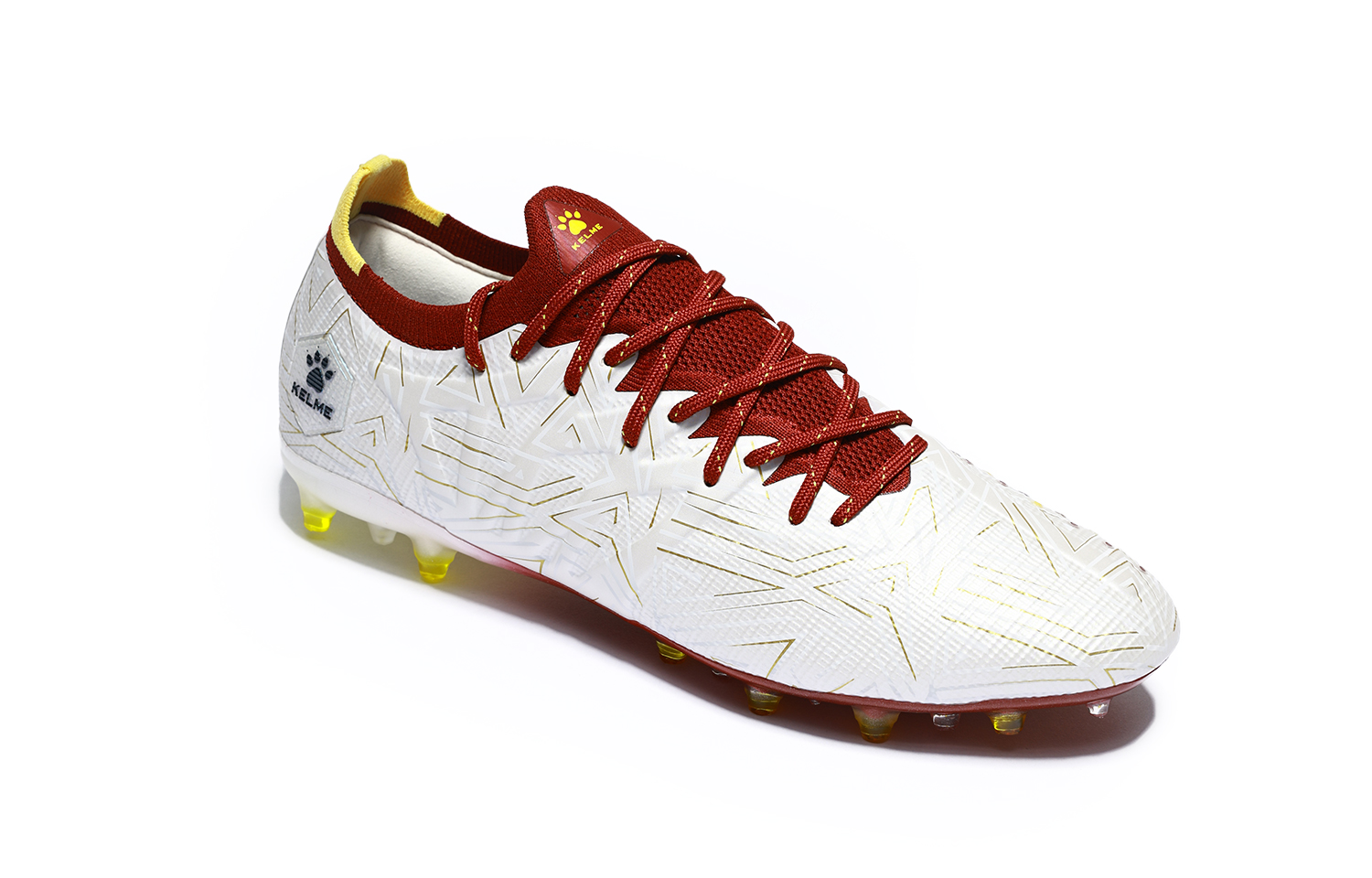 KELME Lightning 3.0 MG Multi Ground Slip Resistant Abrasion Resistant Soccer Shoes Unisex White Gold