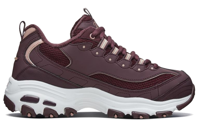 Женские кроссовки Skechers D'LITES (бордово-белые) — фото 2