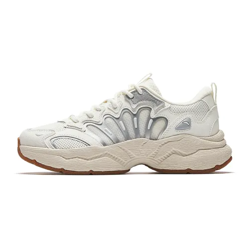 Anta Cushioning, Wear Resistant Low top Casual Shoes Women's Ivory White Silver