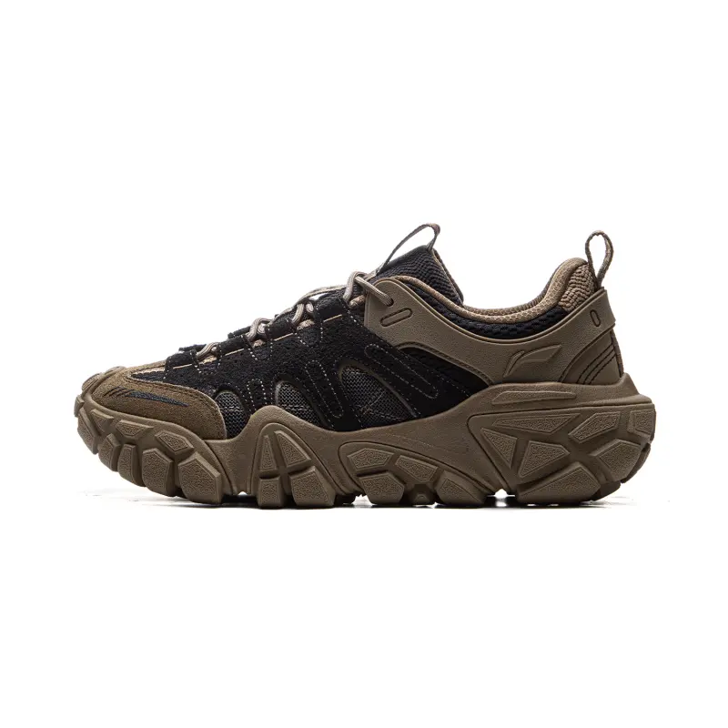 Li Ning Sand Dune Cow Split Leather Low top Casual Shoes Men's Black Gray