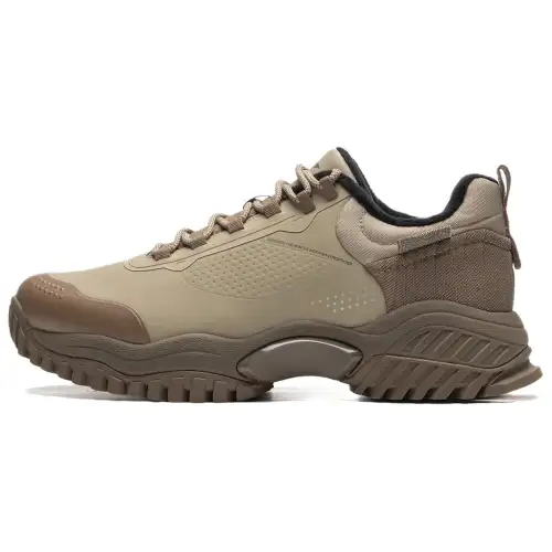 Li Ning Abrasion Resistant Thermal Low top Casual Shoes Men's Beige Brown