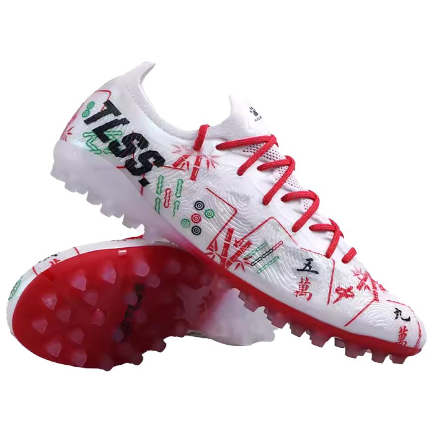 TLSS. x KELME MG Multi Ground Artificial Turf Slip Resistant Abrasion Resistant Soccer Shoes Men’s White Red