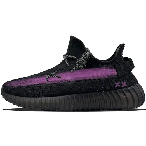 Adidas Originals Yeezy Boost 350 V2 Breathable And Slip Resistant Low top Casual Shoes Unisex Black Purple