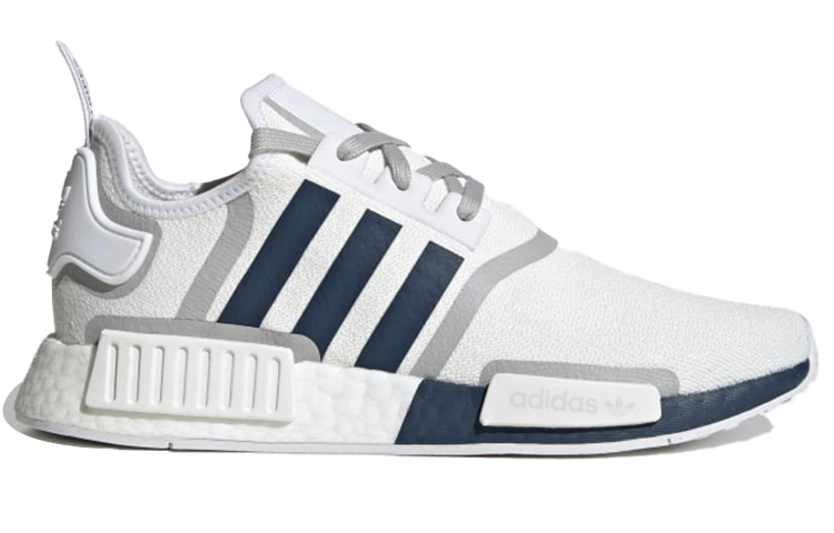 Кроссовки adidas originals NMD_R1 (белый / серебристый / синий) — фото 2