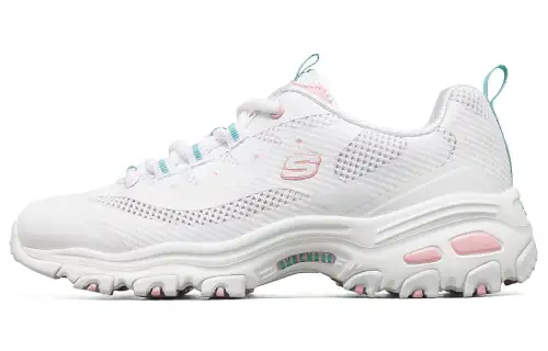 Skechers D'LITES Mesh Cushioning Abrasion Resistant Breathable Low top Casual Shoes Women's White Blue Pink