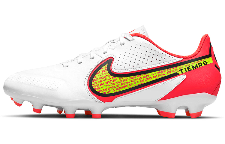 Nike Tiempo Legend 9 round head lace-up MG (glue spikes) non-slip wear-resistant wrapping support balance impact resistance football shoes men's white red