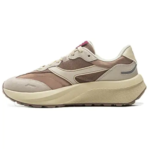 Li Ning Zhongning M500 Cushioning Slip Resistant Abrasion Resistant Support Low top Casual Shoes Women's Beige Brown