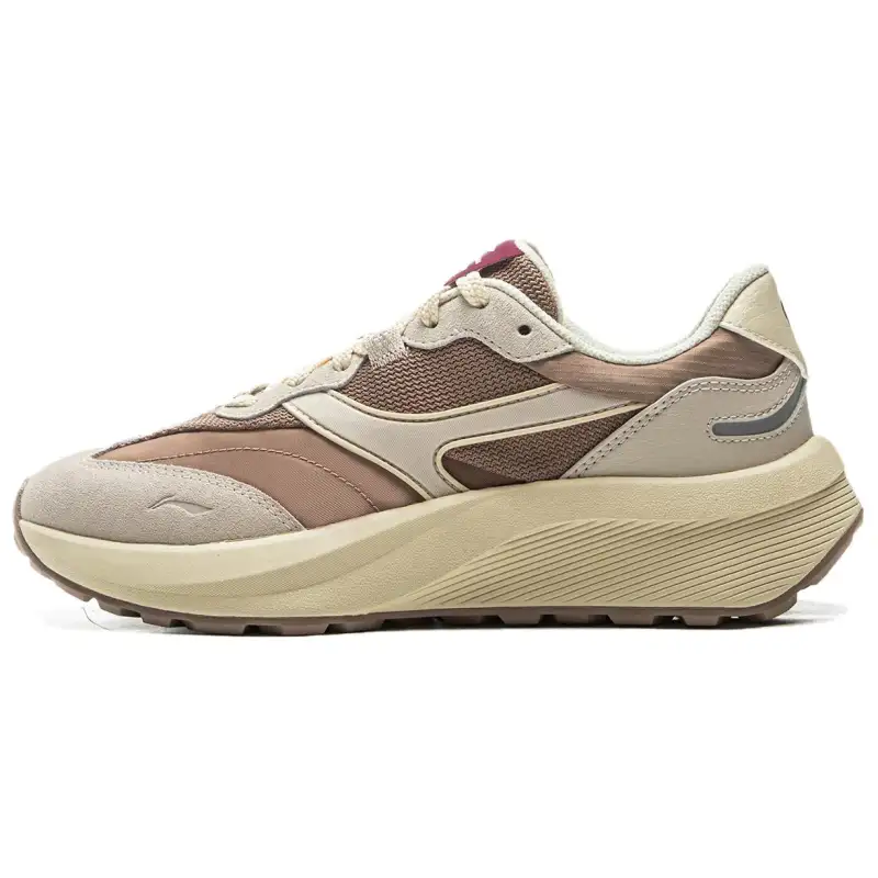 Li Ning Zhongning M500 Cushioning Slip Resistant Abrasion Resistant Support Low top Casual Shoes Women's Beige Brown