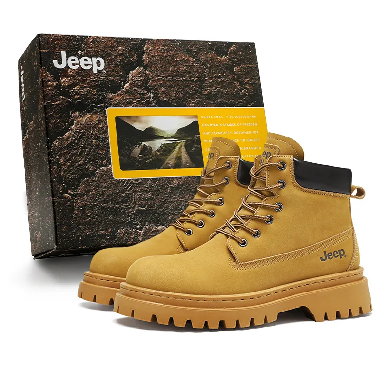 Jeep Winter Tactical Boots, Fleece Lined Thermal Lock Temperature, American Vintage Classic Yellow Boots Short