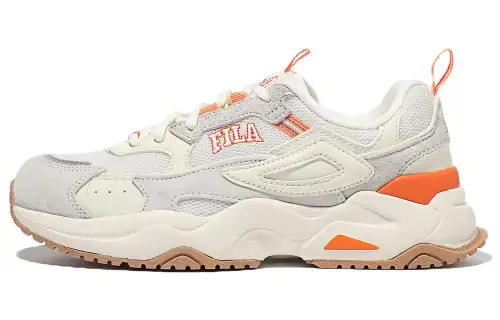 FILA Rayflide Leather Low top Casual Shoes Unisex Gray Orange