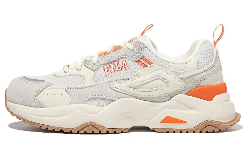 FILA Rayflide Leather Low top Casual Shoes Unisex Gray Orange