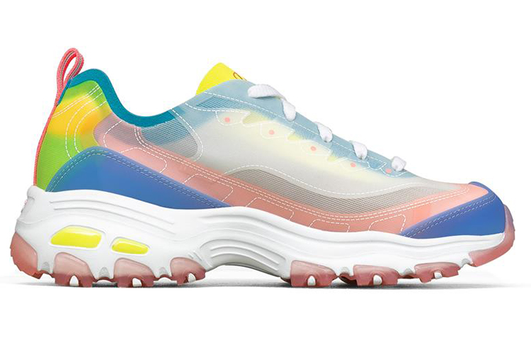 Женские кроссовки Skechers D'LITES 1.0 (розово-сине-желтые) — Розовый / синий / жёлтый — фото 2