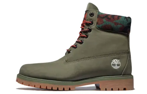 Timberland 6 Inch Premium Boot 'Dark Green Nubuck With Camouflage Collar'