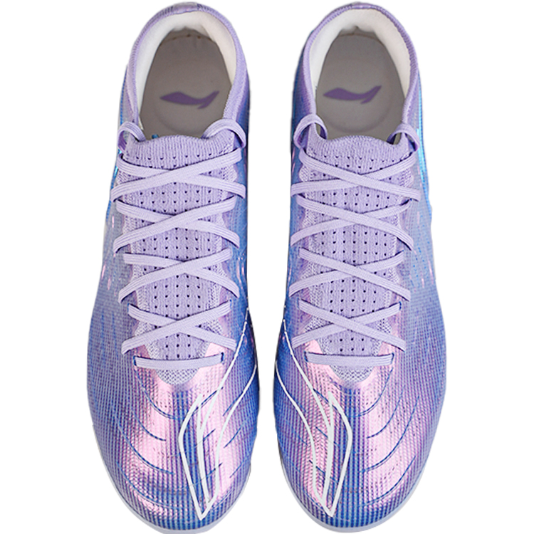 Li Ning FG Firm Ground Artificial Turf Synthetic Leather Cushioning, Wear Resistant Soccer Shoes Men’s Blue Purple