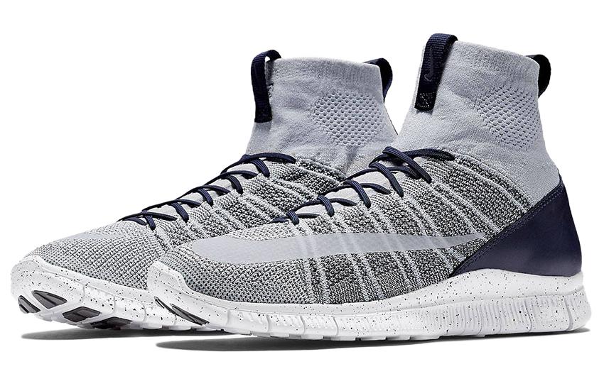 Мужские кроссовки Nike Free Flyknit Mercurial Superfly Pure Platinum (серо-белые) — 深灰色/白/狼灰 — фото 3