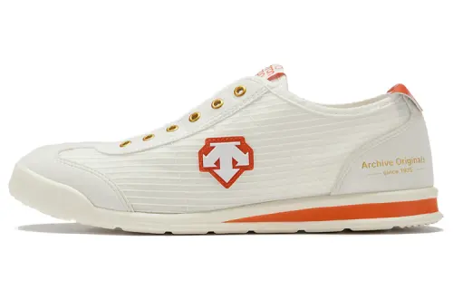 DESCENTE Chron SLIP on MONOMESH Comfortable Abrasion Resistant Low top Casual Shoes Unisex White Orange