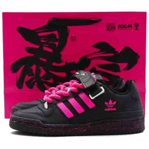 Adidas Originals FORUM Abrasion Resistant Low top Casual Shoes Unisex Black Pink