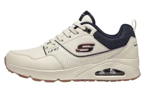 Skechers Uno Textile, Synthetic Leather, Split Cow Leather Low top Casual Shoes Men's Beige Black