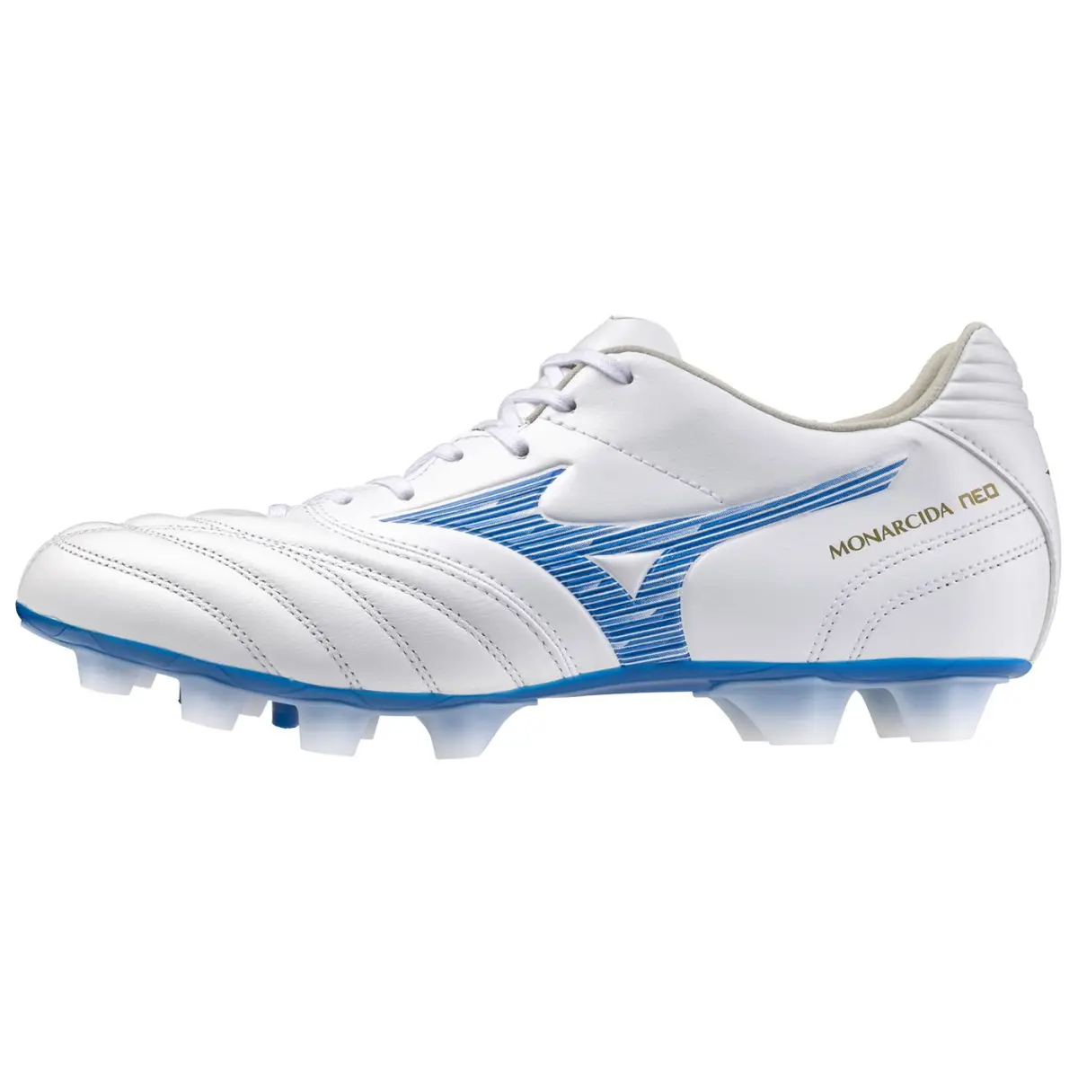 Mizuno Monarcida Neo 3 HG Hard Ground Kangaroo Leather Slip Resistant Abrasion Resistant Soccer Shoes Men's White Blue
