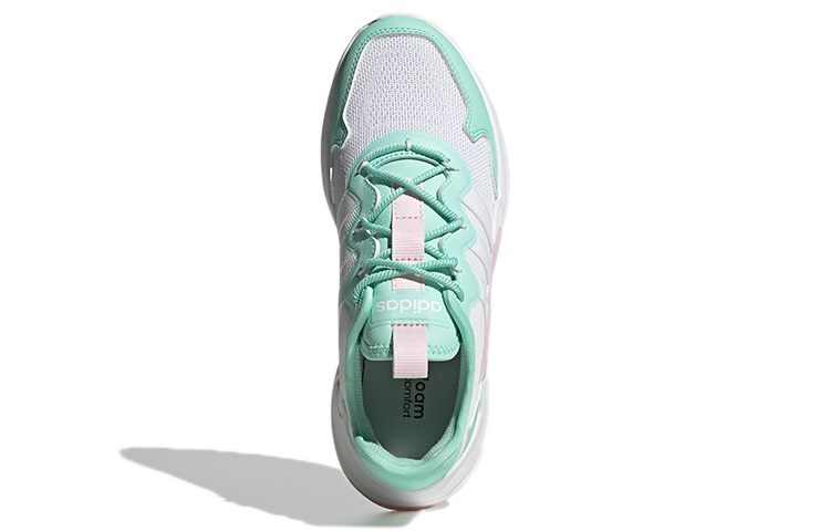 Женские кеды adidas neo (бело-зелено-розовые) — фото 5