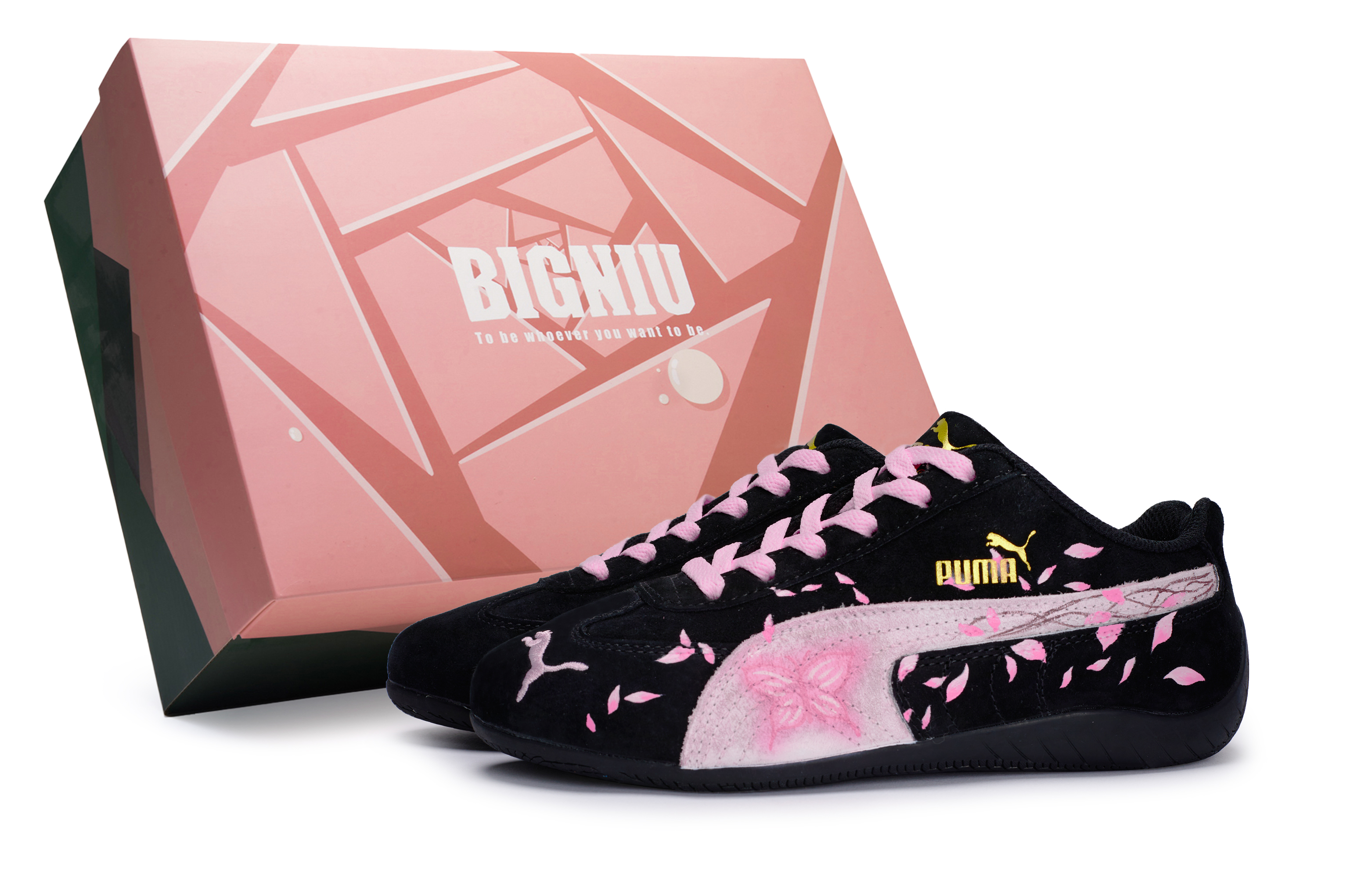 PUMA Speedcat Collection Slip Resistant Abrasion Resistant Low top Casual Shoes Unisex Black Pink
