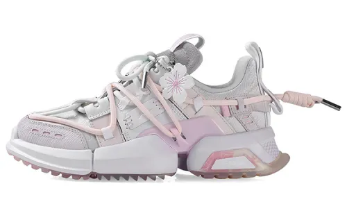 Li Ning Pan Gu Trek Cherry Blossom Collection Slip Resistant Abrasion Resistant Low top Casual Shoes Women's Pink