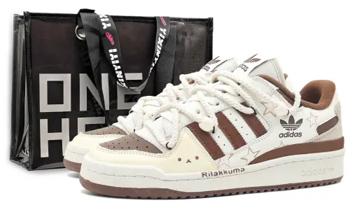 Adidas Originals FORUM Raccoon Stars Abrasion Resistant Abrasion Resistant Low top Casual Shoes Unisex Beige Brown
