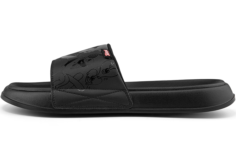 Kappa Player Collection Rubber Sole Abrasion Resistant Abrasion Resistant Slide Slippers Unisex Black