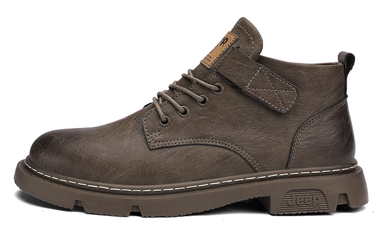 Jeep Microfiber Leather Short Combat Boots Men's Khaki