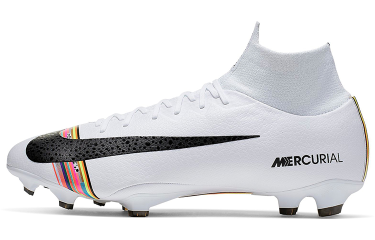 Nike Mercurial Superfly 6 Mercurial 12 Pro CR7 round toe comfortable FG (glue spike) shock-absorbing anti-slip wear-resistant football shoes men's white